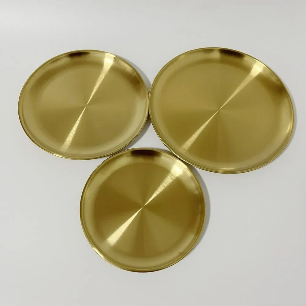 3 Pcs Stainless Steel Plates Lightweight Unbreakable Dinner Dishes Plates Set US